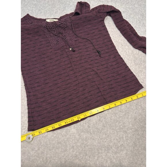 Vintage America Blues Purple Textured Knit Lace-Up Tunic Top Women’s Large - Picture 6 of 14